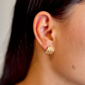 Brinco Leque com Textura - Dourado