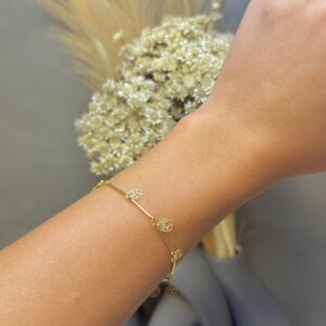 Pulseira Rosas Vazadas 18cm - Dourado