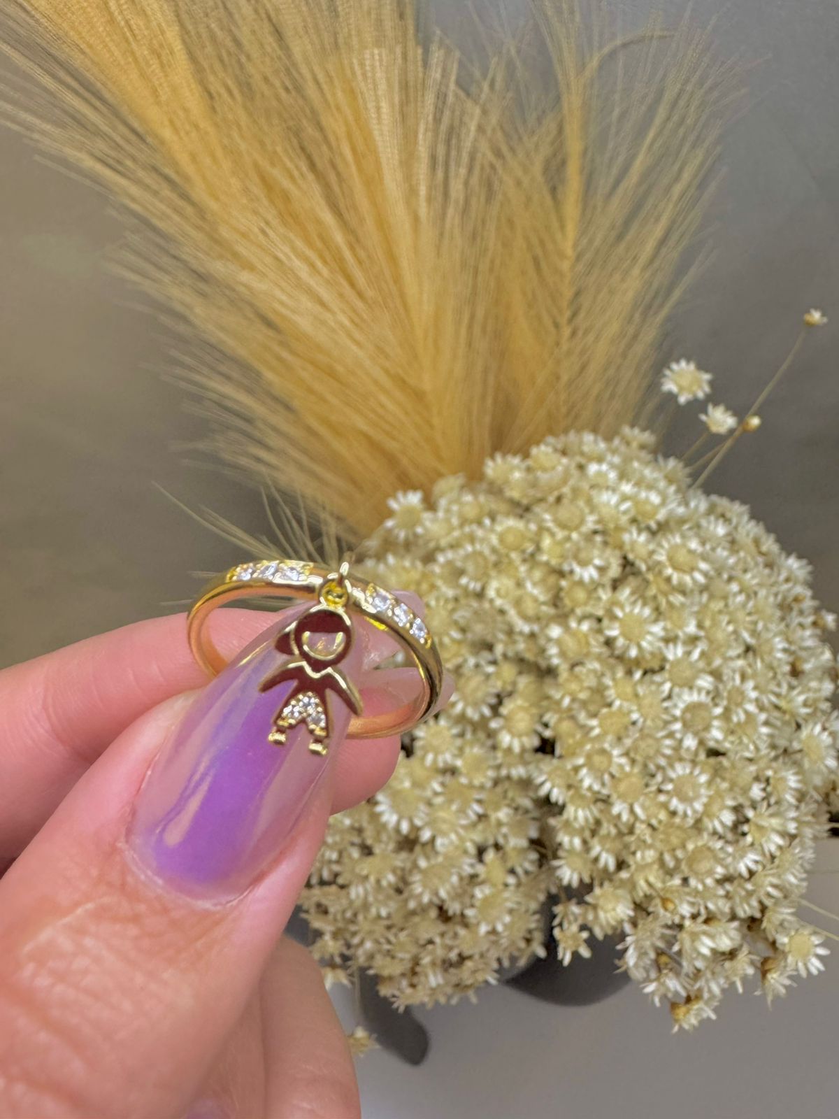 Anel Filhos Menino com Micro Zircônias - Dourado