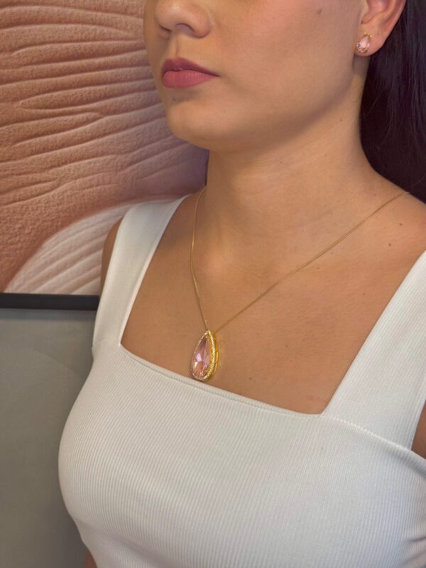 Conjunto Pedra Rosa 60cm - Dourado
