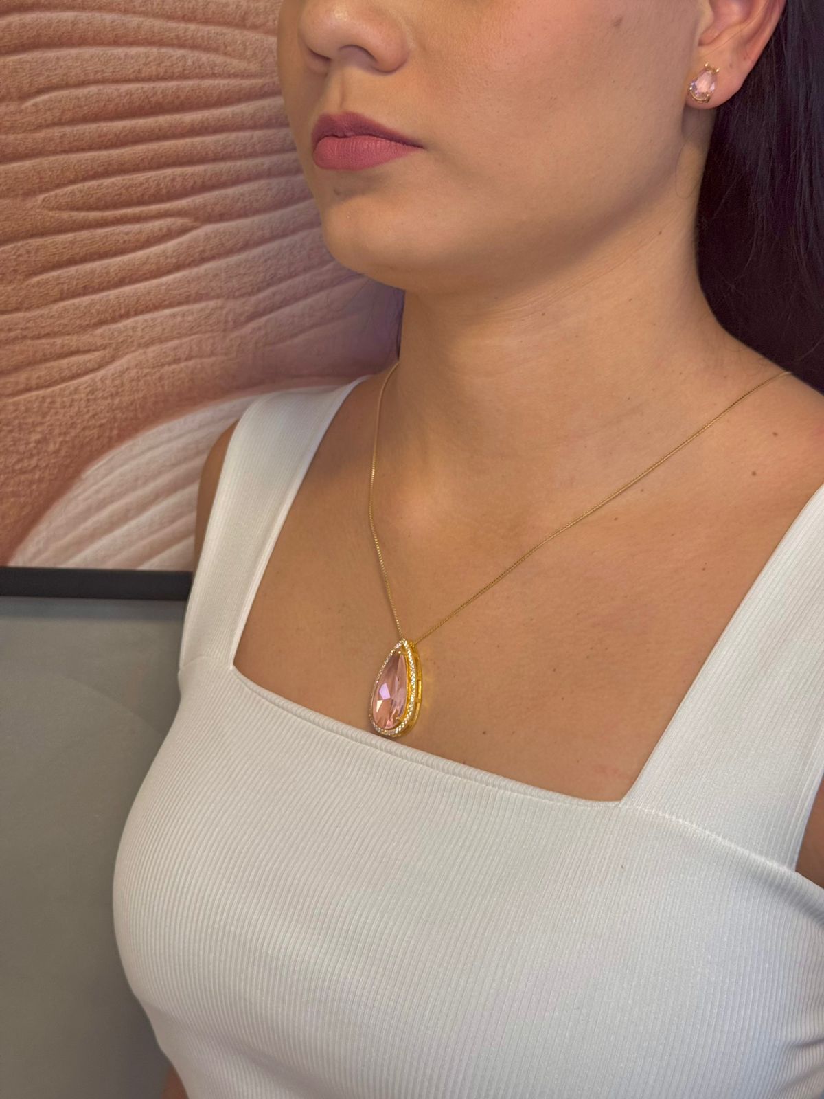 Conjunto Pedra Rosa 60cm - Dourado