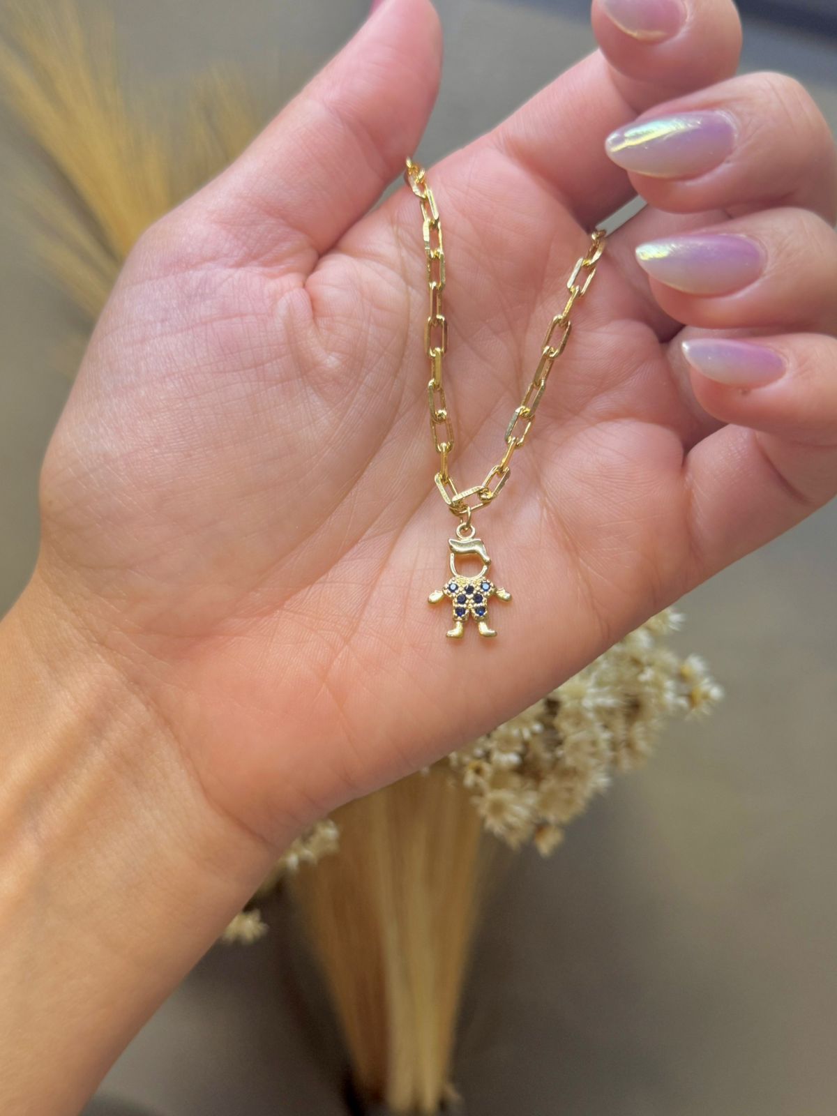 Pulseira Menino Cravejado em Micro Zircônias Azul - Dourado
