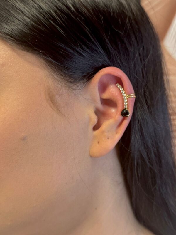 Piercing Fake Coração Preto - Dourado