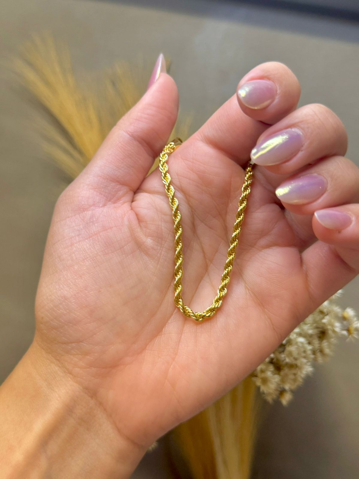 Pulseira Elo Torcido 18cm - Dourado