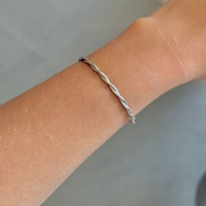 Bracelete Torcido Liso - Ródio Branco