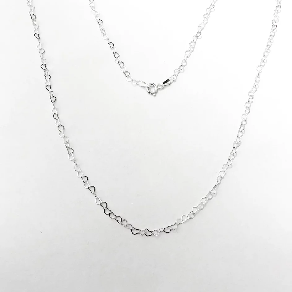 Corrente de Coração 60cm - Prata 925