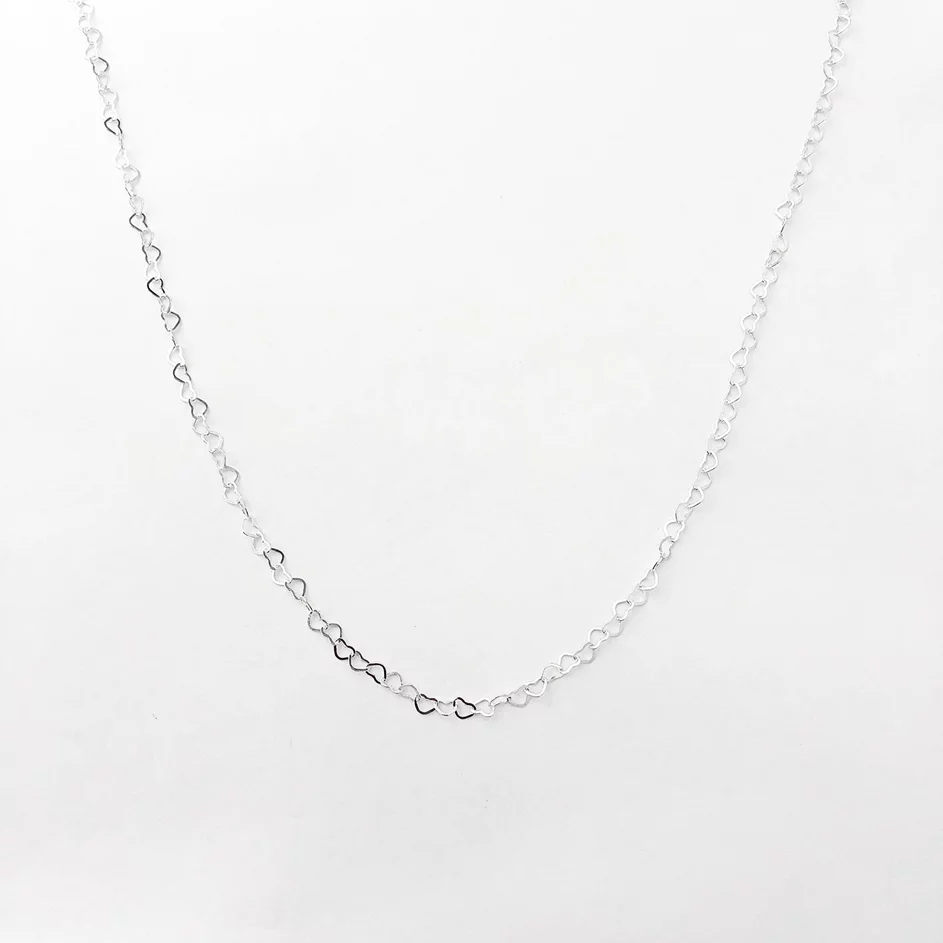 Corrente de Coração 60cm - Prata 925