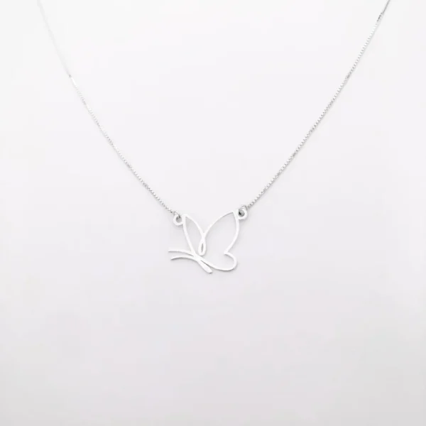 Colar de Borboleta Vazada 50cm - Prata 925