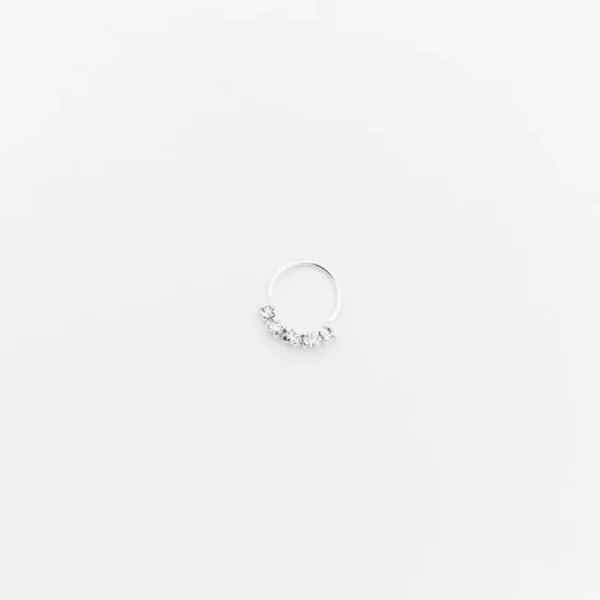 Piercing para Furo Cravejado com Zircônias - Prata 925 - Imagem 2