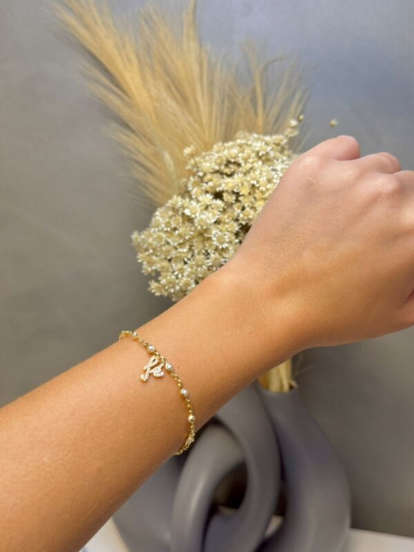 Pulseira Fé com Pérolas 18cm - Dourado
