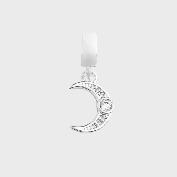 Berloque de Lua Cravejado com Zircônias - Prata 925