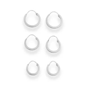 Trio de Brincos de Argolas - Prata 925