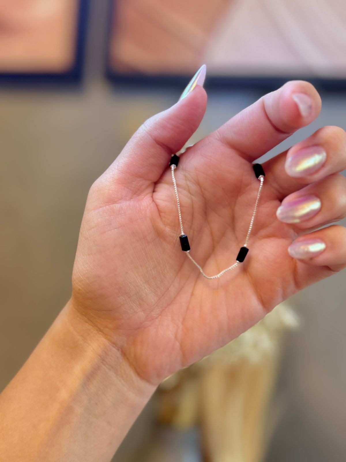 Pulseira Retangulos Pretos Minimalistas 18cm