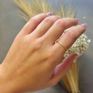 Anel Meia Aliança com Micro Zircônias - Dourado