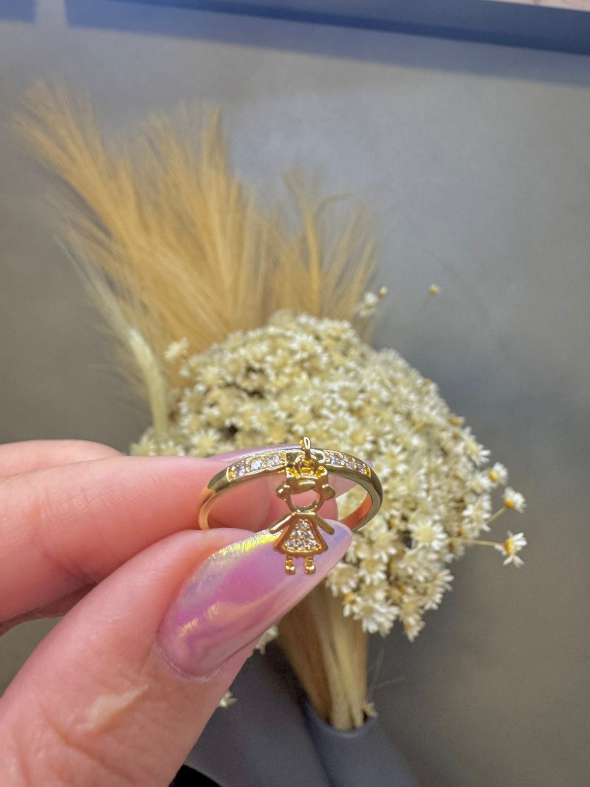 Anel Filhos Menina com Micro Zircônias - Dourado