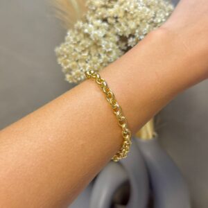 Pulseira Elos Médios 18cm - Dourado