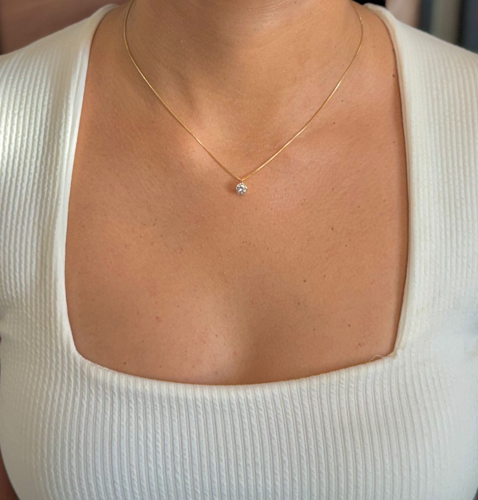 Colar Pingente Cristal - Dourado