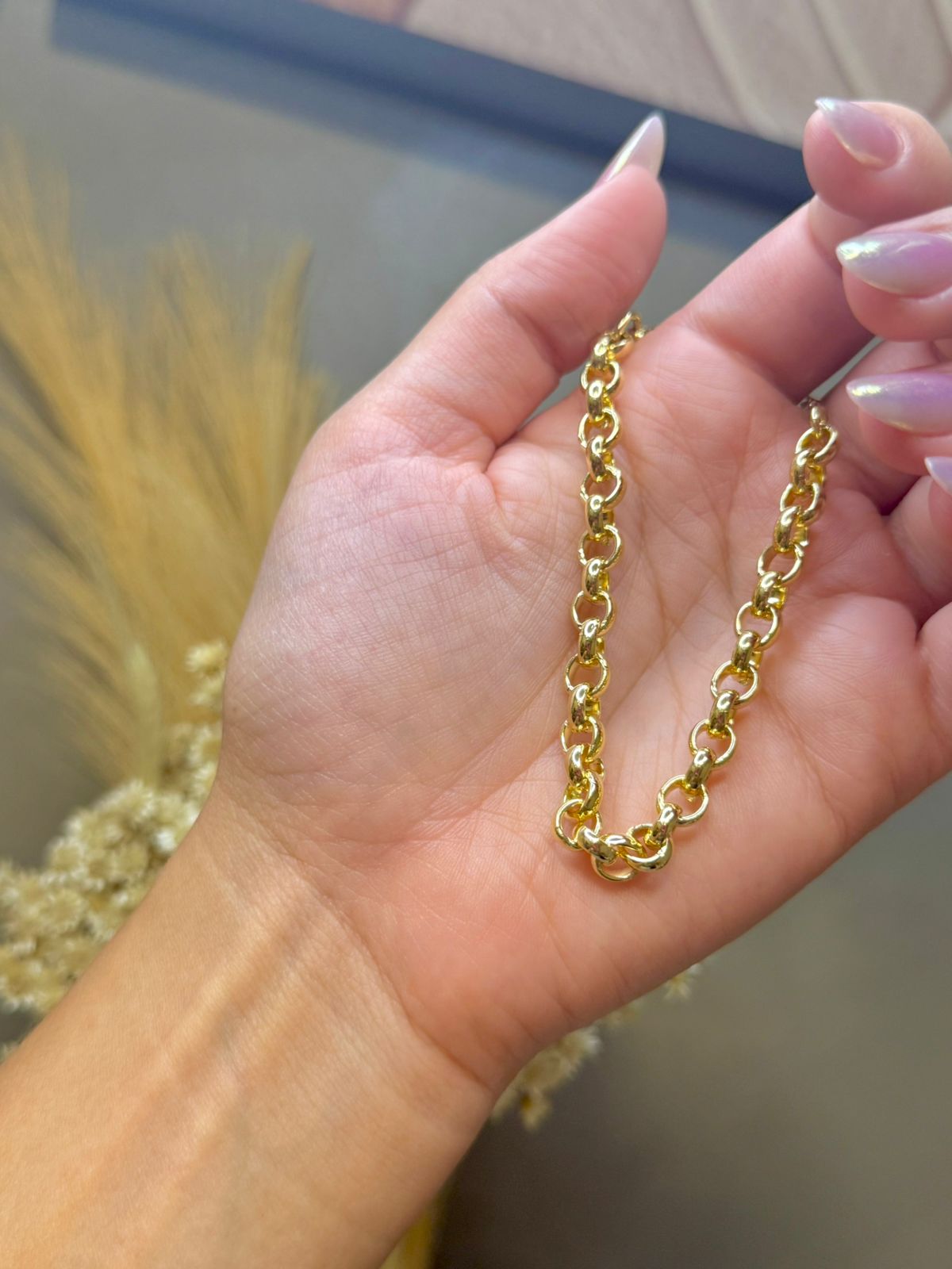 Pulseira Elos Médios 18cm - Dourado