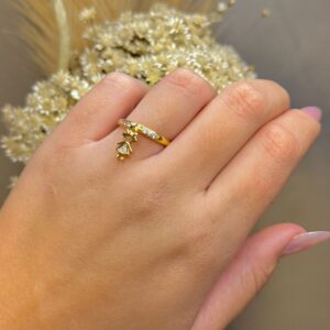 Anel Filhos Menina com Micro Zircônias - Dourado
