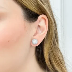 Brinco Ear Jacket com Círculo Cravejado e Pérola - Ródio Branco