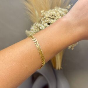 Pulseira Folhas Articuladas 18cm - Dourado