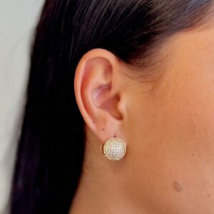 Brinco Botão Pavê Luxo com Micro Zircônias - Dourado