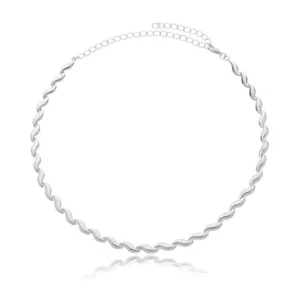 Colar Choker Sequência de Ondas Lisas - Ródio Branco