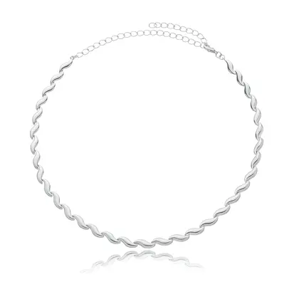 Colar Choker Sequência de Ondas Lisas - Ródio Branco