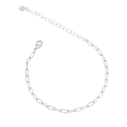 Pulseira Elos Retangulares 2MM - Ródio Branco