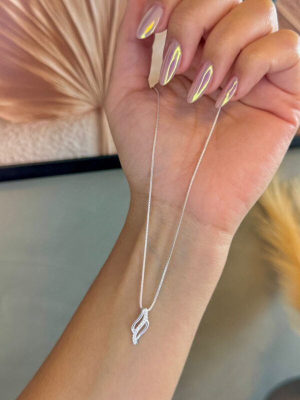 Colar Chama Curvada Com Zirônia 40cm - Imagem 2