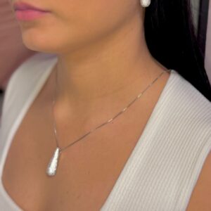 Conjunto Gota Fina em Micro Zircônias 50cm - Ródio Branco
