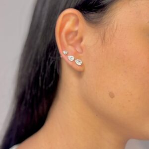 Trio de Brincos Gota com Contorno de Micro Zircônias - Ródio Branco