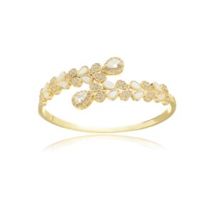 Bracelete Sequência de Gotas com Madre Pérola e Zircônias - Dourado