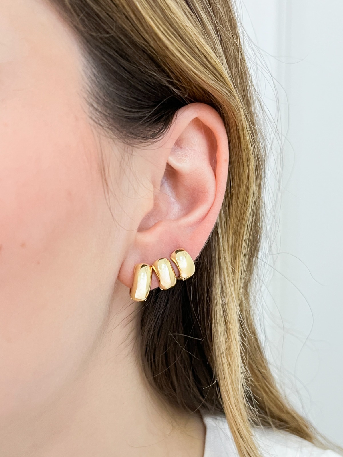 Brinco Trio Argola Lisa Grossa - Dourado