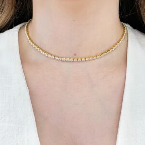 Colar Choker Riviera Cristal 2MM - Dourado