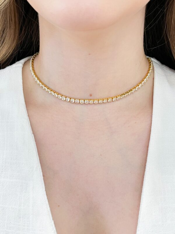 Colar Choker Riviera Cristal 2MM - Dourado