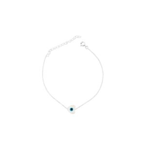Pulseira de Coração de Olho Grego em Madrepérola 16cm - Prata 925