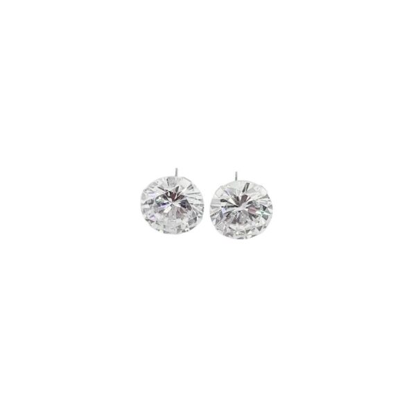 Brinco de Zircônia Redonda 12mm - Prata 925