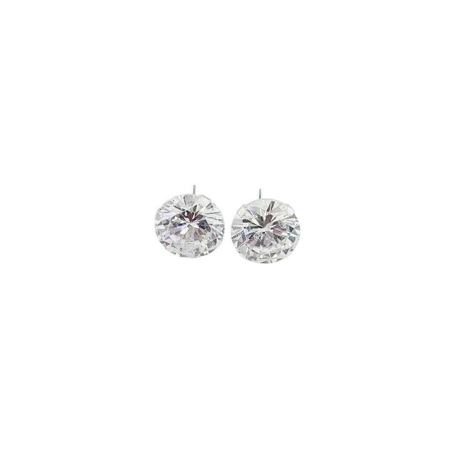Brinco de Zircônia Redonda 12mm - Prata 925
