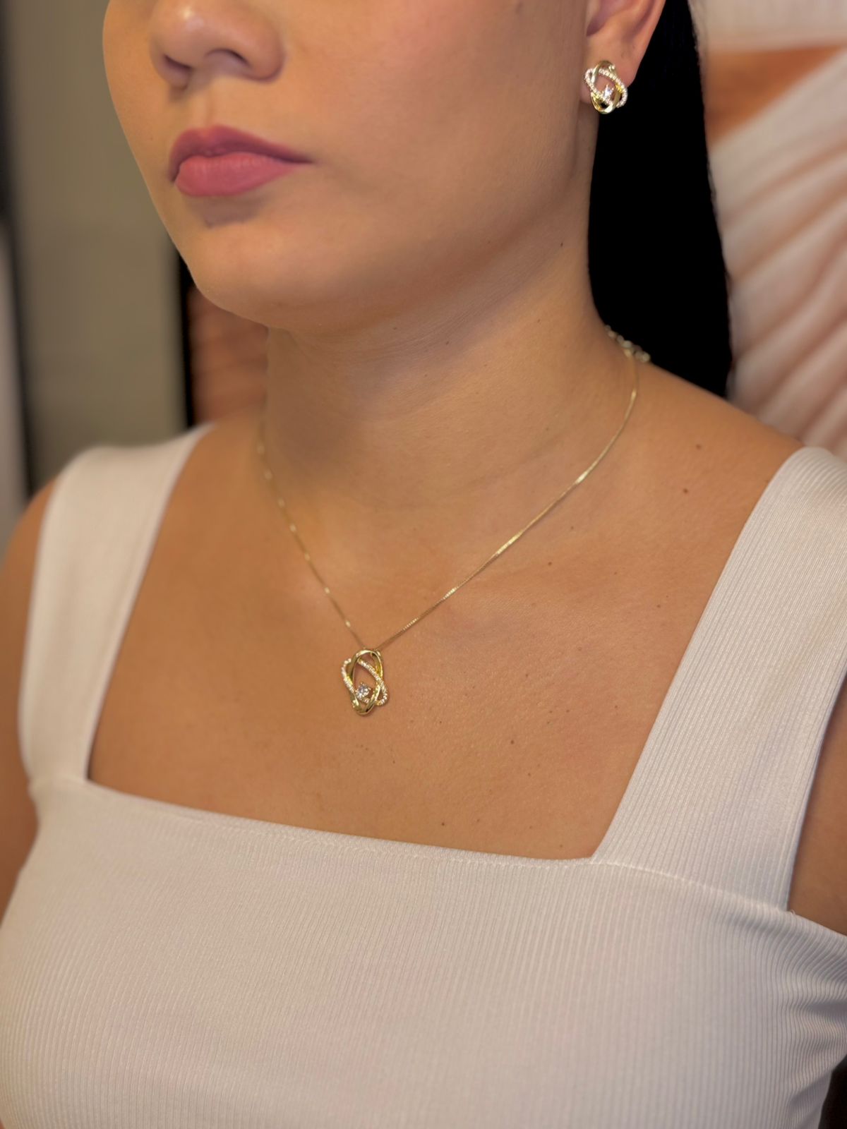 Conjunto Elos com Zircônias 40cm - Dourado