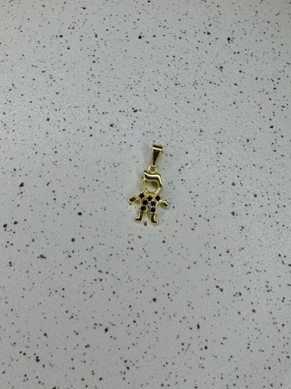 Pingente Menino com Micro Zircônias azul - Dourado - Imagem 2