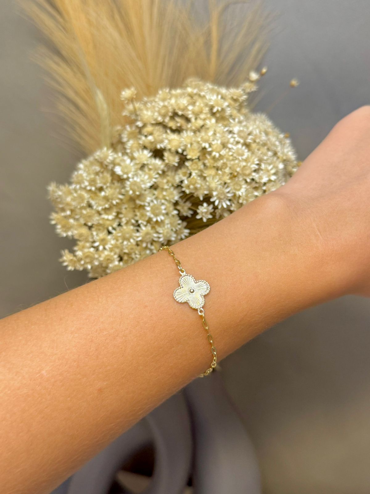 Pulseira Trevo 18cm - Dourado