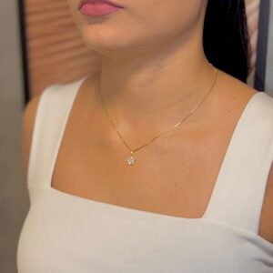 Conjunto Flor em Zircônias 45cm - Dourado