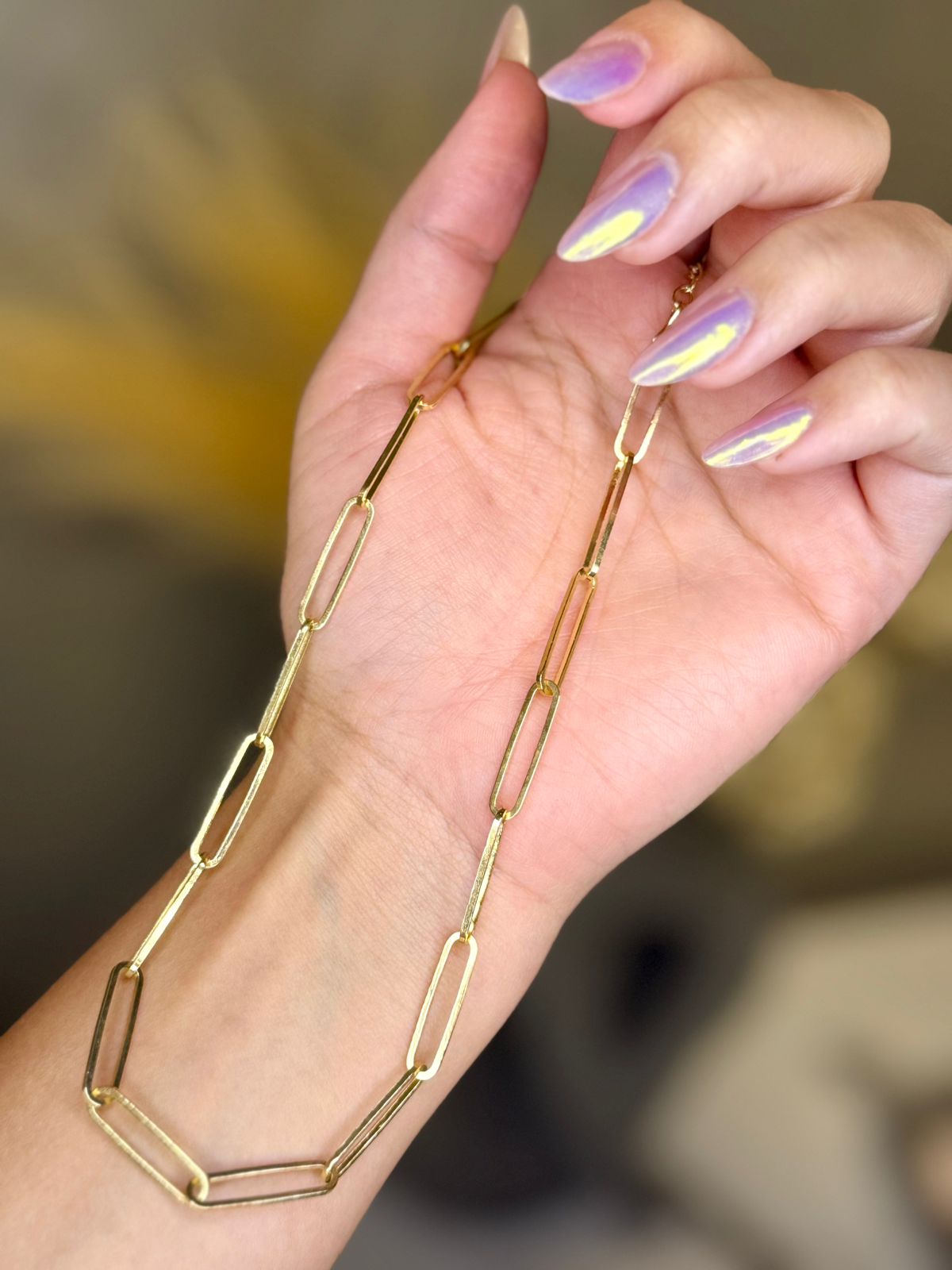 Colar Choker Elo Grumet Longo Dourado