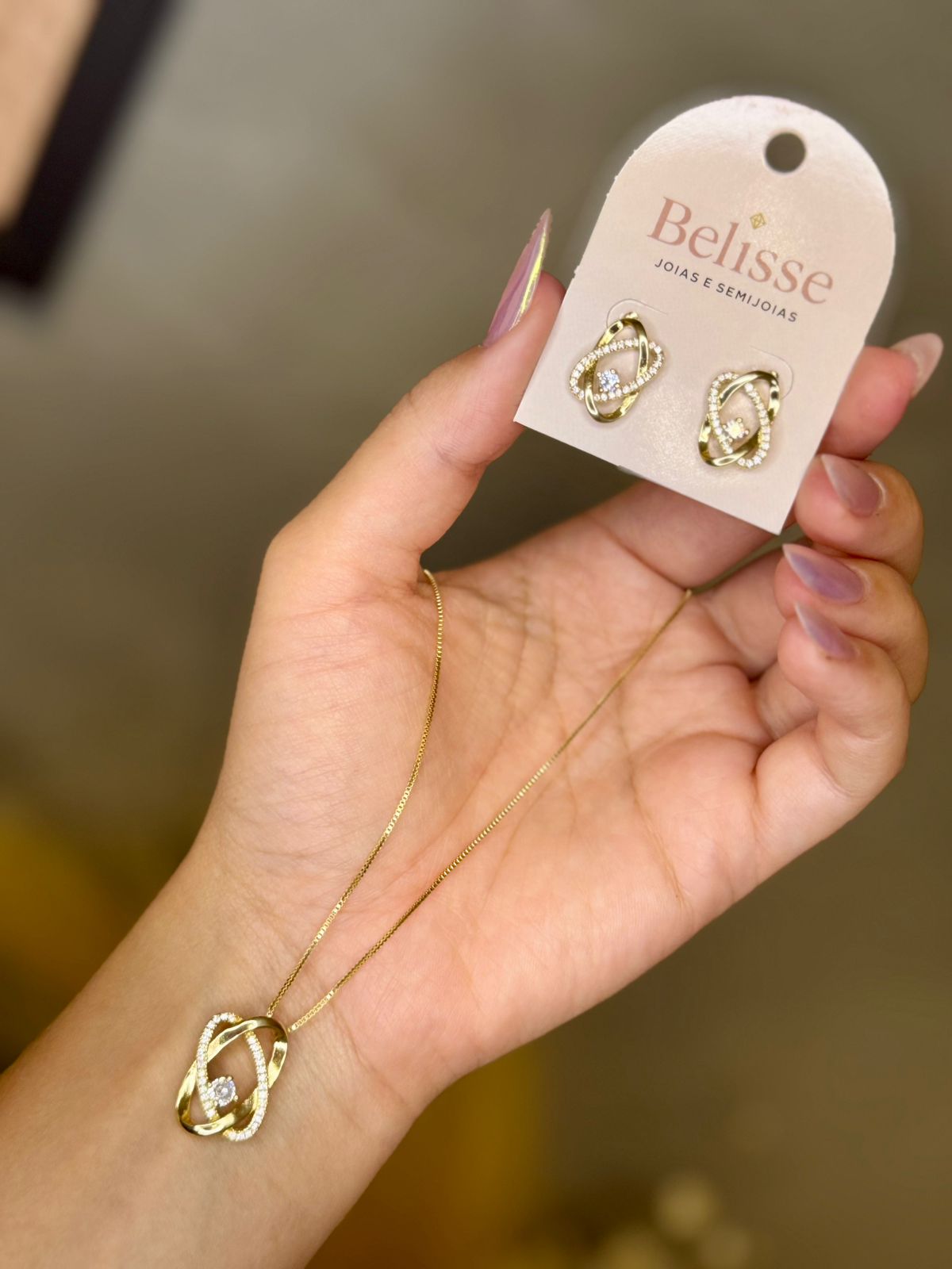 Conjunto Elos com Zircônias 40cm - Dourado