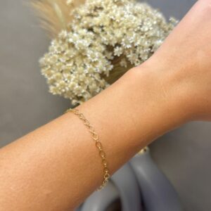 Pulseira Fina Elos Ovais 18cm - Dourado