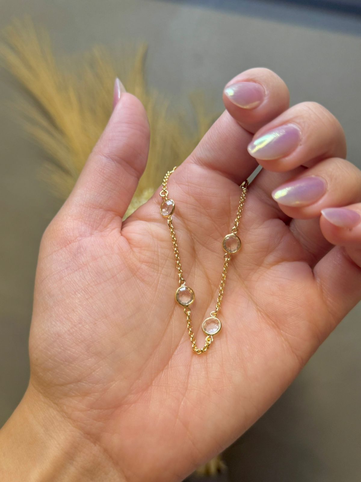 Pulseira Ponto de Luz 18cm - Dourado