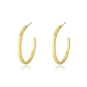 Brinco Argola Tubo Achatada Fina - Dourado