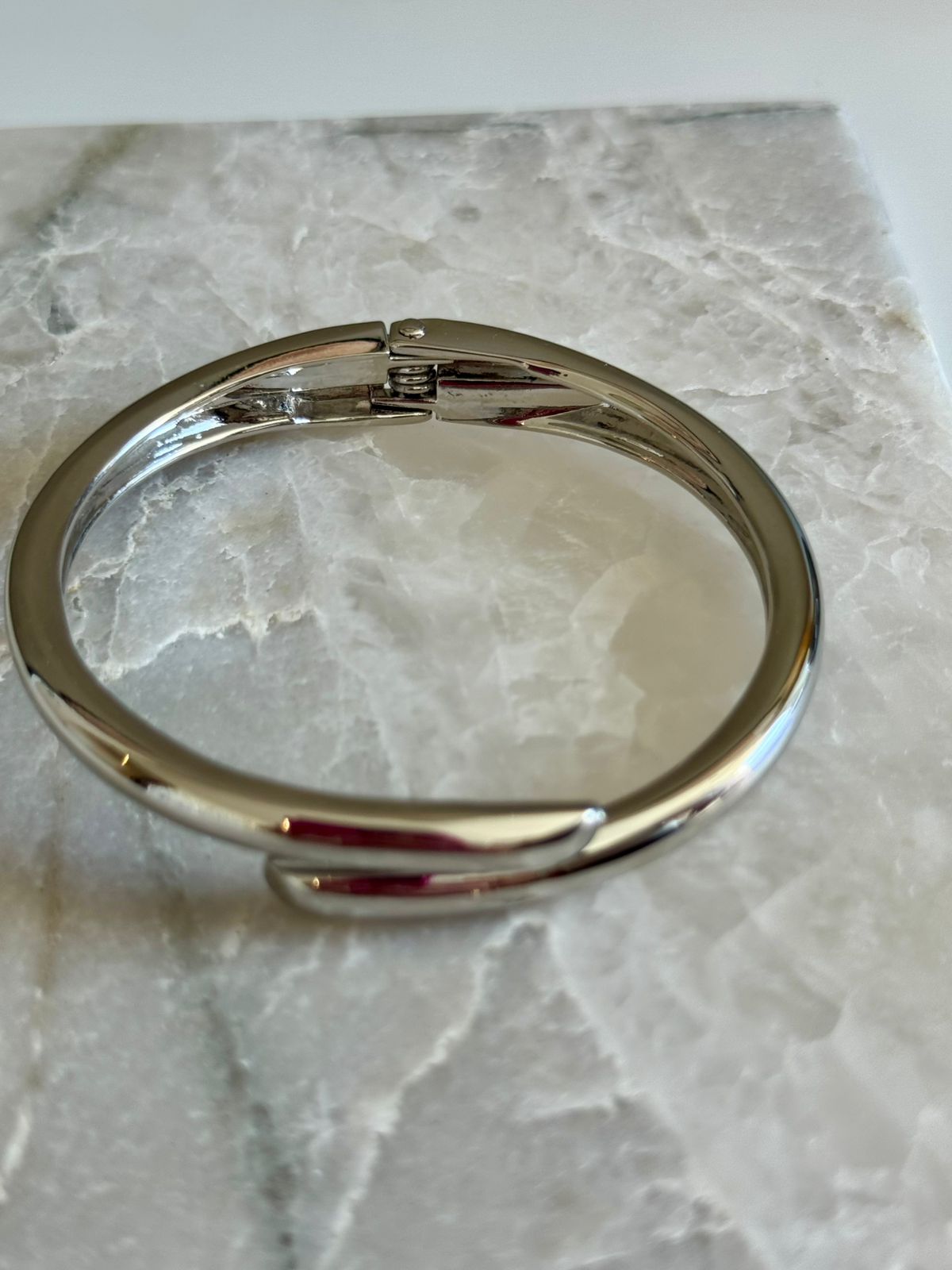 Bracelete Liso Duas Voltas - Ródio Branco
