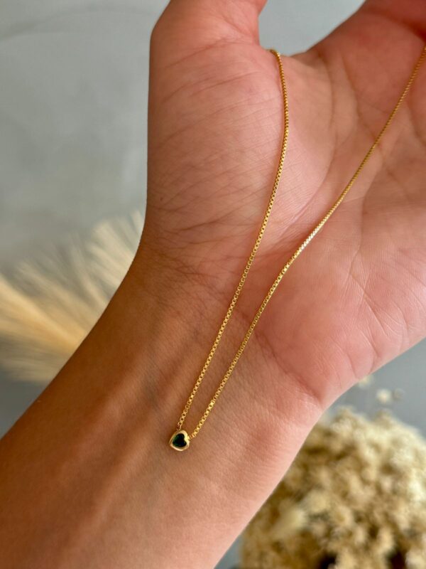 Conjunto Colar Coração Verde - Dourado - Imagem 3